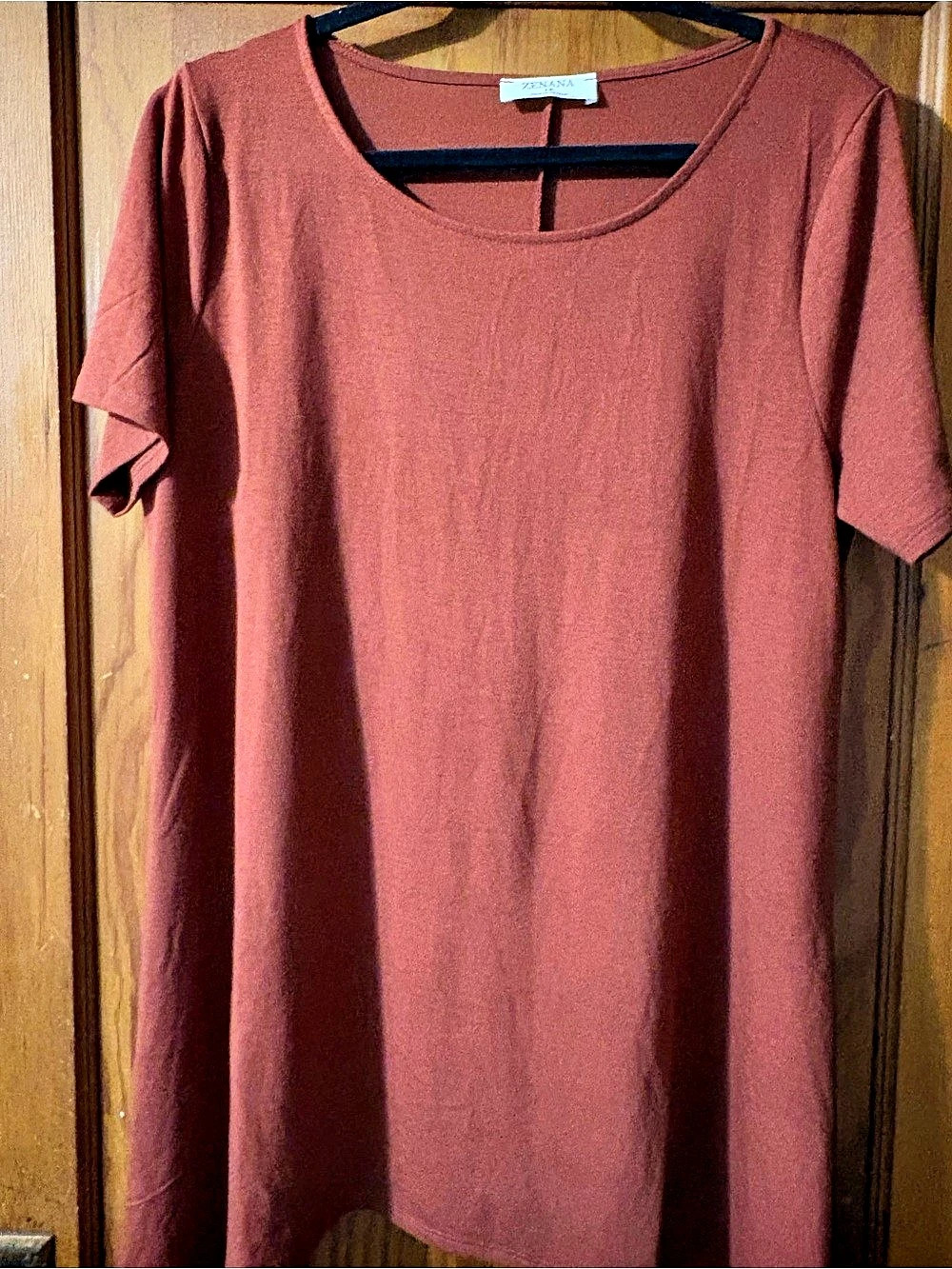 Zenana Short Sleeve Tunic in rustic brown Size 1x